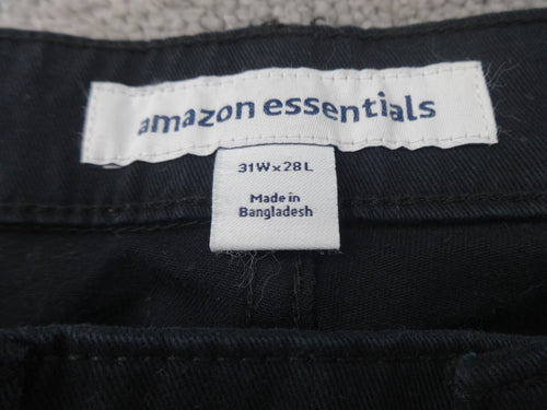 Amazon Essentials Jeans Men 31W 28L Black Straight Stretch Casual Denim Pant New