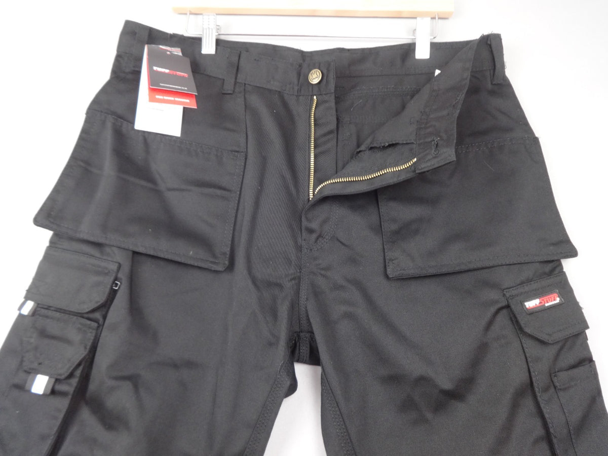 TuffStuff Trousers Men W34 L32.5 Black Pro Work Cargo Utility  BNWT DIY Trade