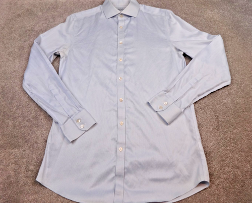 Charles Tyrwhitt Shirt Mens Size 15.5in  Extra Slim Blue Check Non Iron Cotton
