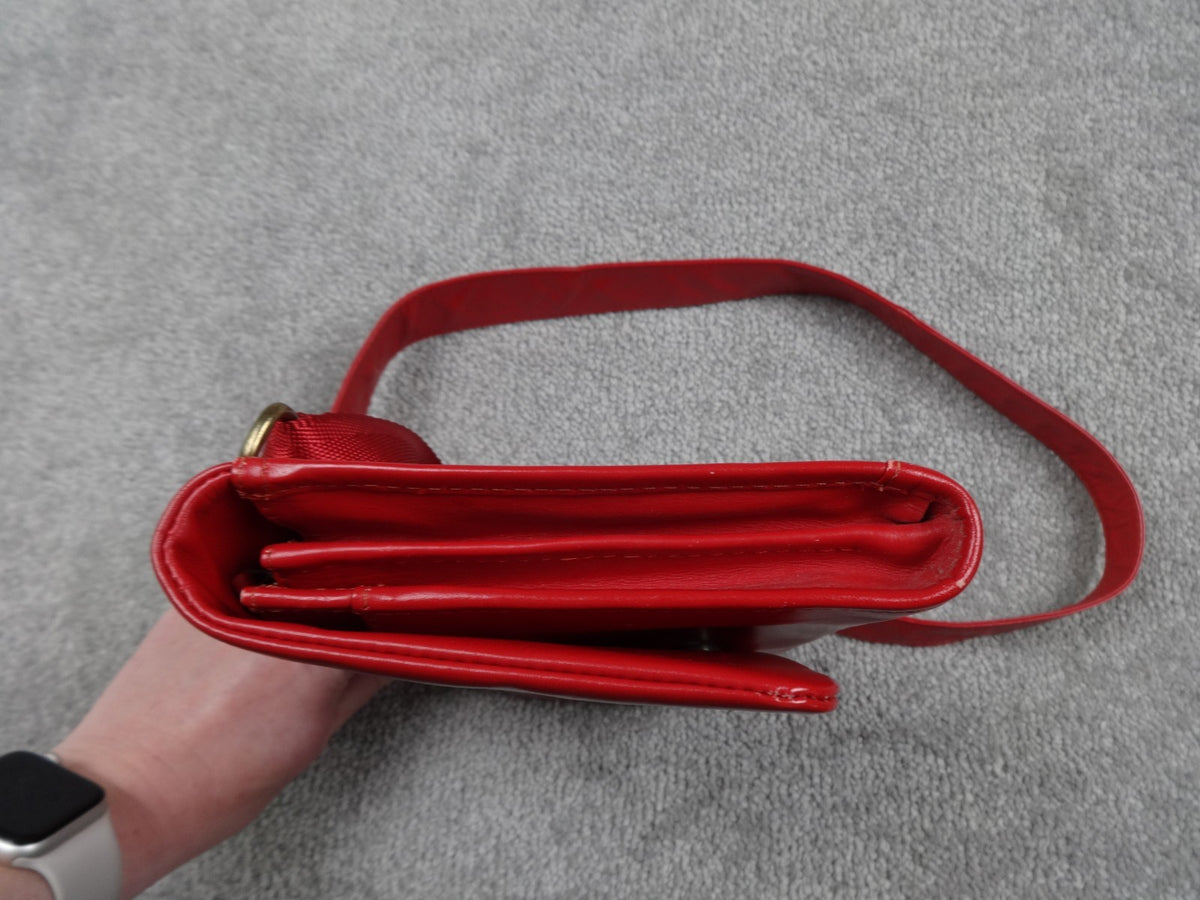 Radley Crossbody Bag Women Retro Vintage Strap Red Leather Dog Charm Zip Y2K UK