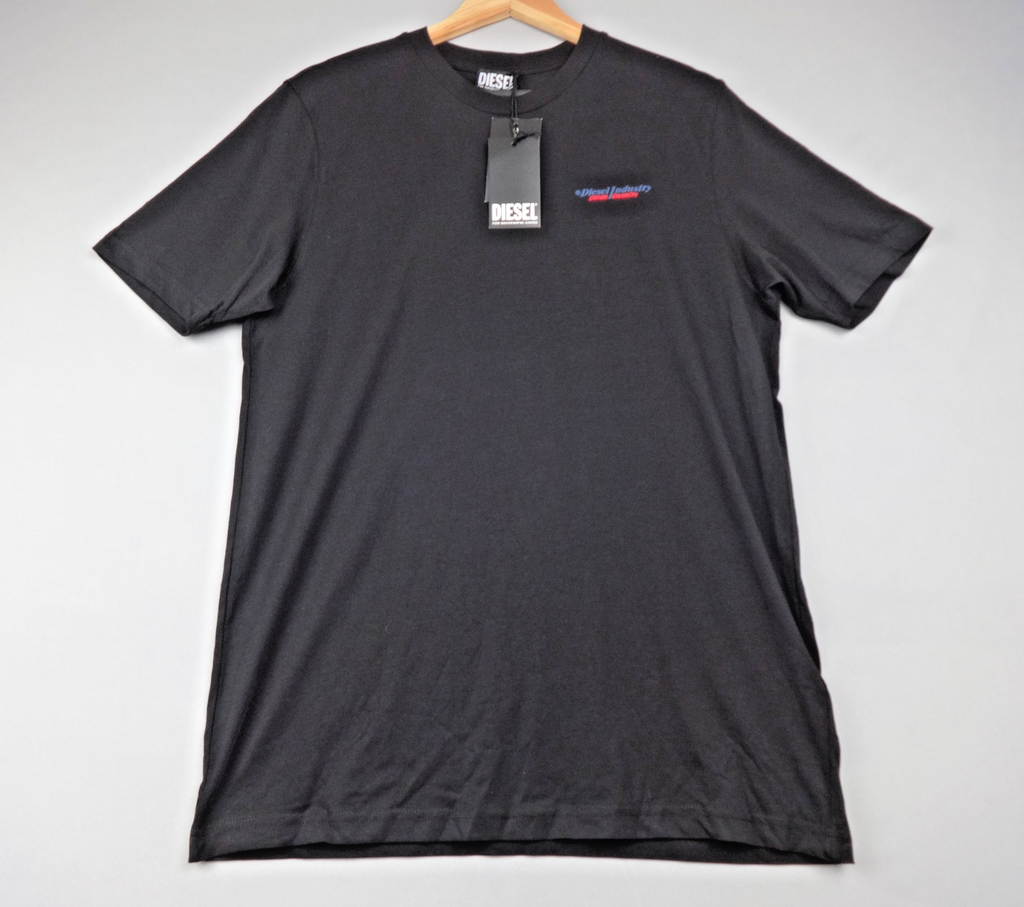 Diesel T Shirt Men Large Black Logo Crew Neck Cotton Designer Streetwear BNWT