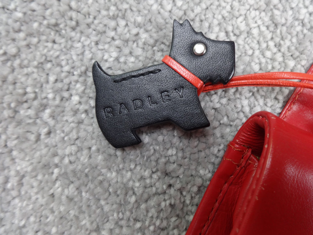 Radley Crossbody Bag Women Retro Vintage Strap Red Leather Dog Charm Zip Y2K UK