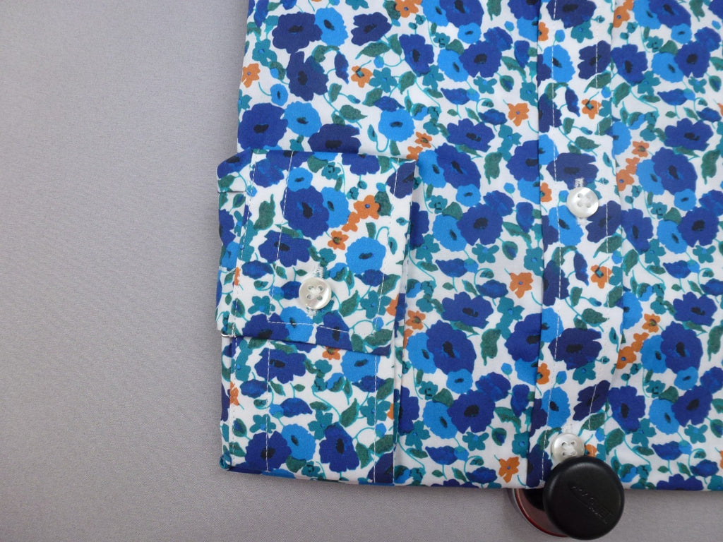 Hawes & Curtis Shirt Womens UK 12 Blue Floral Semi Fitted Jermyn Street BNWT