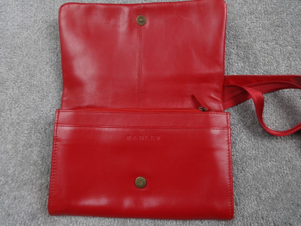 Radley Crossbody Bag Women Retro Vintage Strap Red Leather Dog Charm Zip Y2K UK