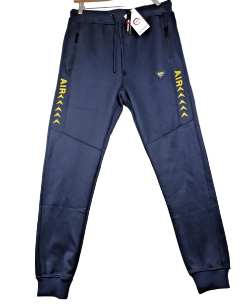 Air Fashion Joggers Men Large Navy Tapered Tracksuit Bottoms Zip Pockets New