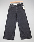 H&M Jeans Womens UK 10 Black Wide Leg High Waist Cropped Denim Retro BNWT Y2K