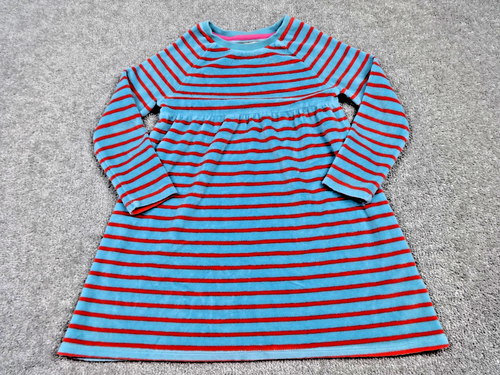Boden Dress Girls 5-6Y Long Sleeve Jersey Blue Red Striped Casual Playwear