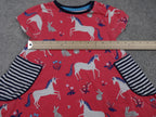 Mini Boden Dress Girls 2-3Y Pink Unicorn Print Short Sleeve Pockets Cotton Kids