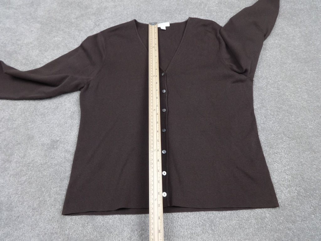 Charter Club Petite Silk Blend Cardigan Brown Button Front Knit Sweater Large