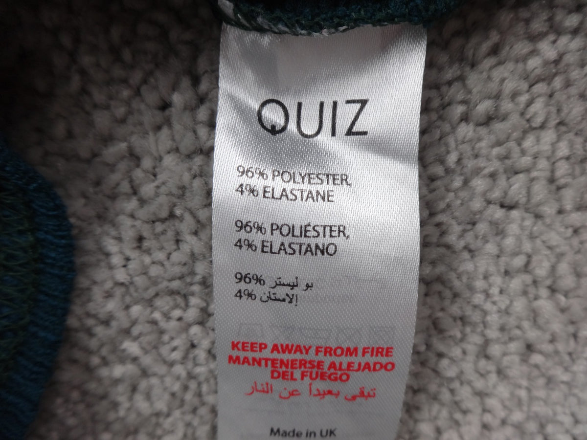 Quiz Top Womens UK 10 Wrap Tie Waist Puff Sleeve Textured Occasion Teal Party