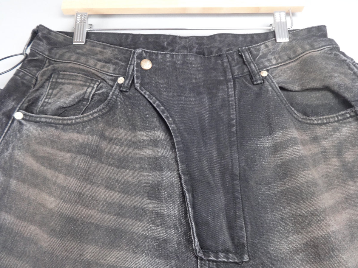 Free World Order Jeans Men Medium Black FVVO Wide Leg Y2K Distressed Denim BNWT