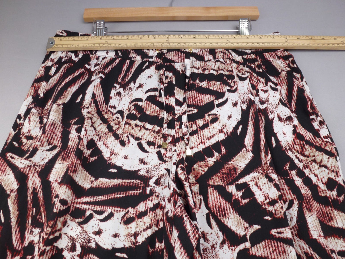 Calvin Klein Trousers Women L Abstract Print Straight Leg Pull On Y2K Statement