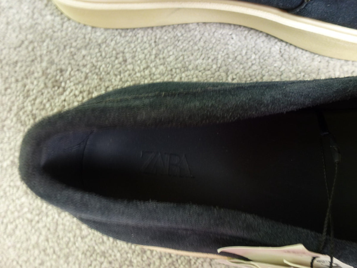 Zara Loafers Mens UK 9 Navy Suede Tassel Slip On Casual Smart Shoes Holiday BNWT