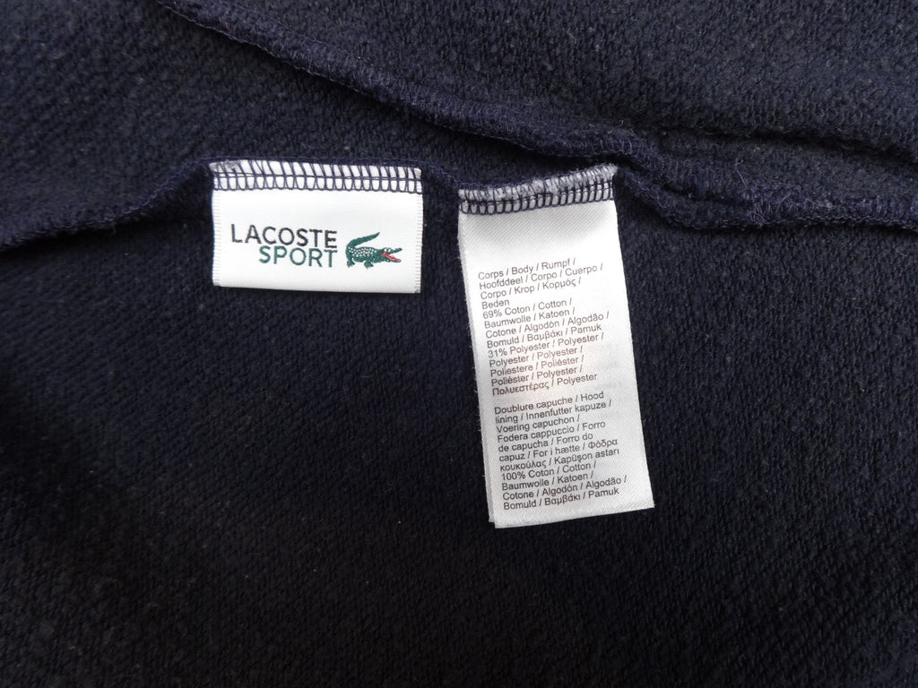 Lacoste Sport Hoodie Kids 12 Grey Navy Zip Up Hooded Sweatshirt Sportswear Logo