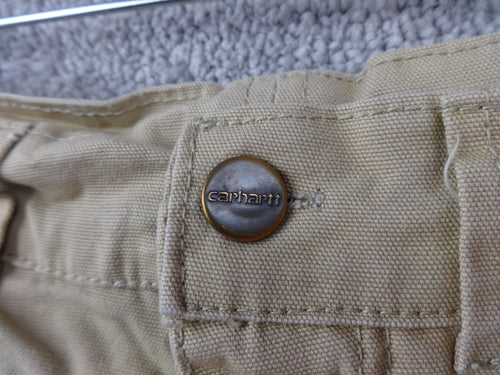 Carhartt Short Men 30 Inch Waist Beige Canvas Workwear Cargo Utility Relaxed Fit