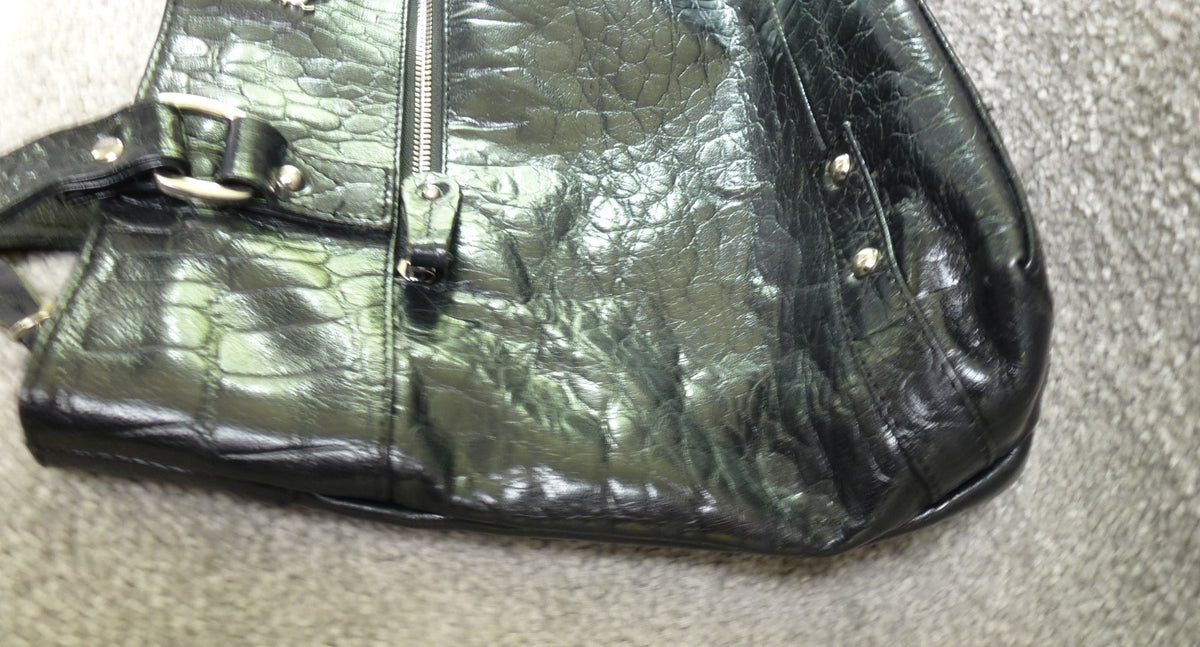 Ashwood Handbag Womens Black Genuine Leather Croc Effect Shoulder Tote Work Bag