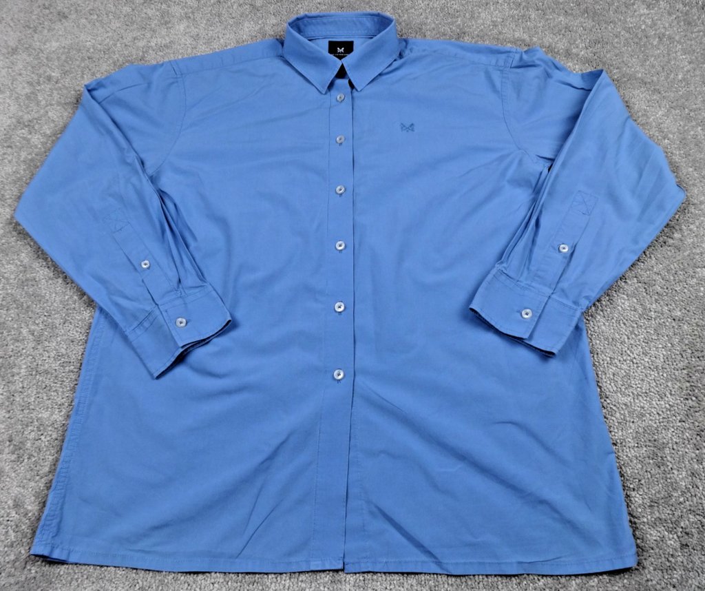 Crew Clothing Shirt Women 12 Blue Relaxed Fit Long Sleeve Cotton Smart Cotton