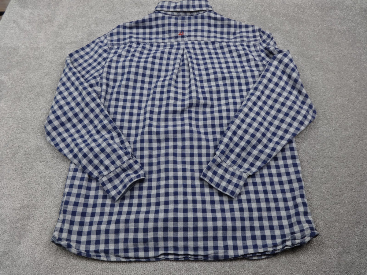 Mantaray Men’s Blue White Check Flannel Shirt Long Sleeve Cotton Casual Large