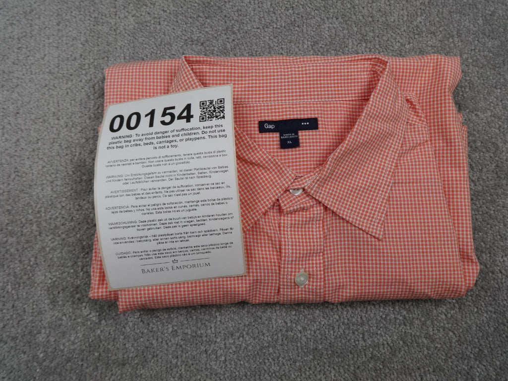 Gap Men’s XL Red Gingham Check Shirt Long Sleeve 100% Cotton Casual Workwear