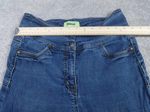 Bootcut Jeans UK 12 Womens Blue Denim Stretch Mid Rise Flared Leg Y2K Retro