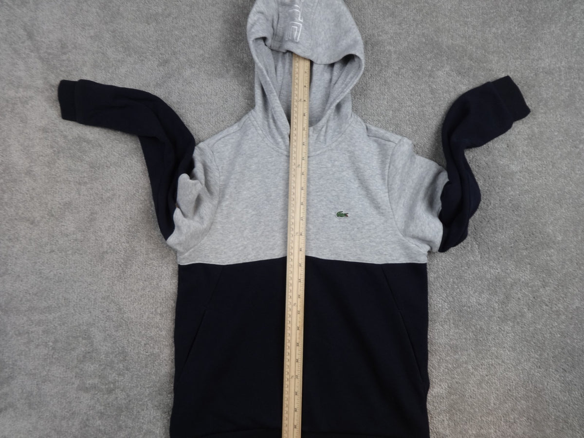 Lacoste Sport Hoodie Kids 12 Grey Navy Zip Up Hooded Sweatshirt Sportswear Logo