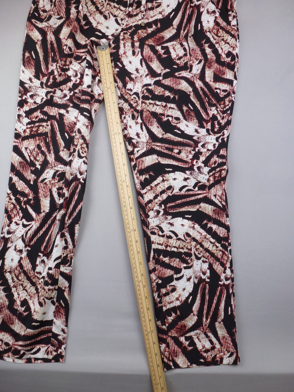 Calvin Klein Trousers Women L Abstract Print Straight Leg Pull On Y2K Statement