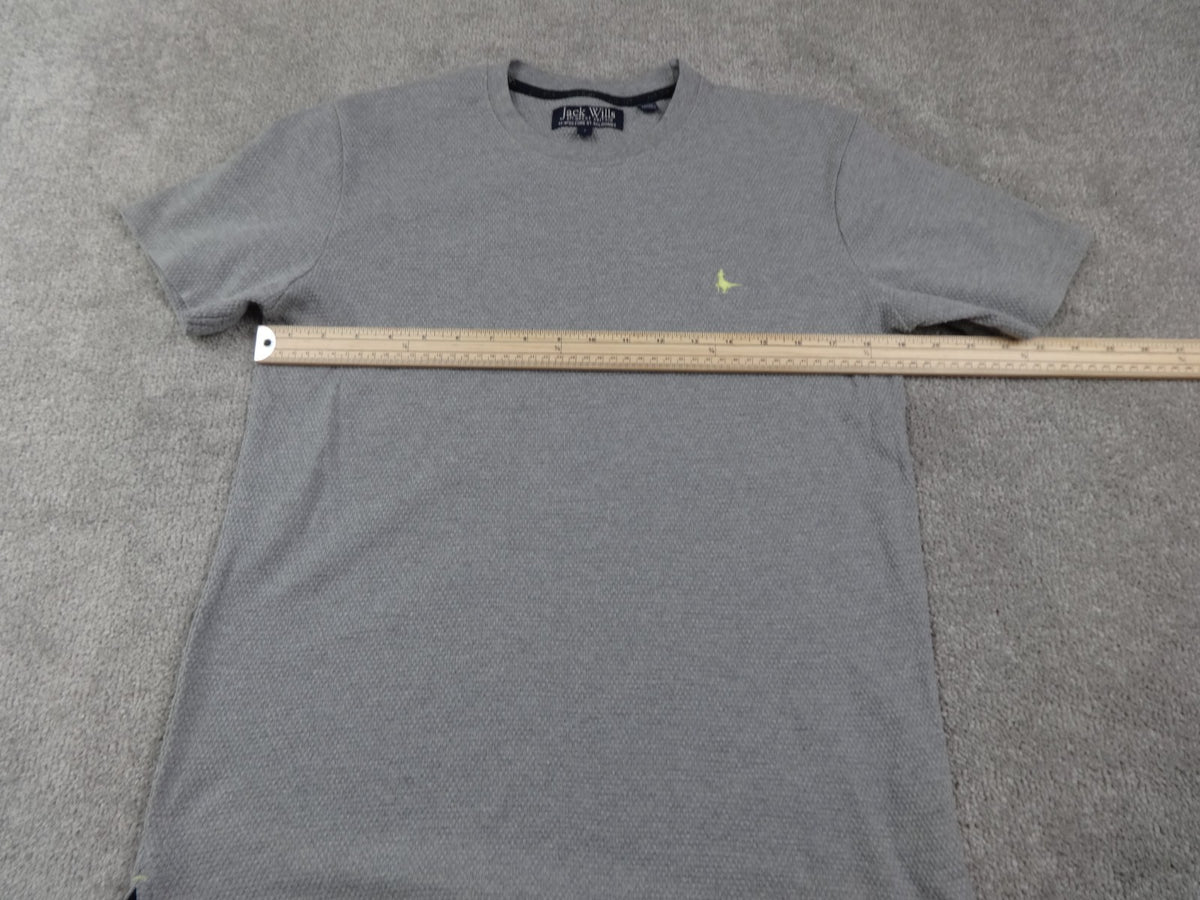 Jack Wills T Shirt Mens Small Grey Textured Cotton Crew Neck Casual Logo Tee Top
